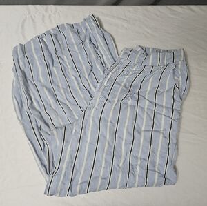 Rae Mode Blue Pinstripe Flare Cropped Pants 100% Rayon!